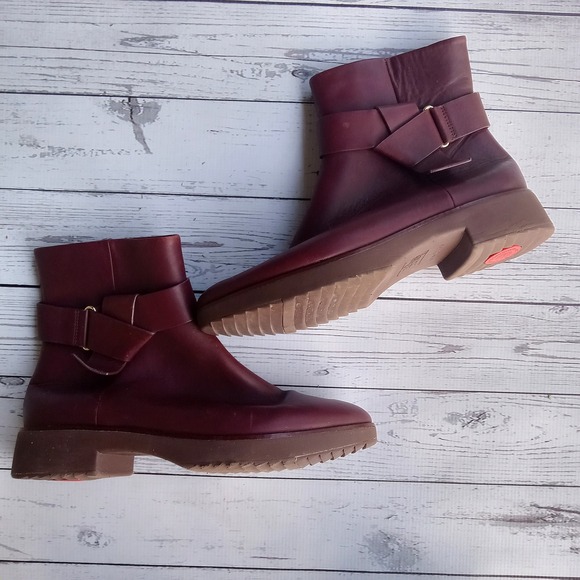 FITFLOP Leather Knot Ankle Boots Sz8 Hiking Camping Outdoors Boho Granola Girl - Picture 1 of 7